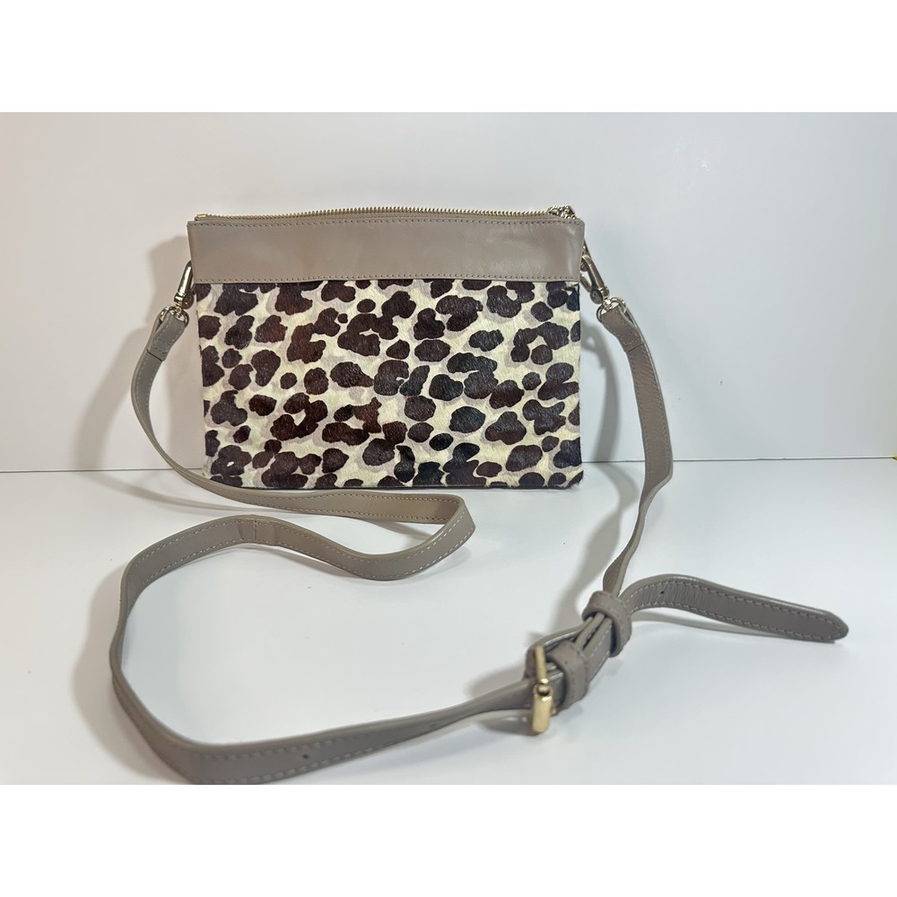 Boden Woman Crossbody Handbag with Cow Leather Brown Grey